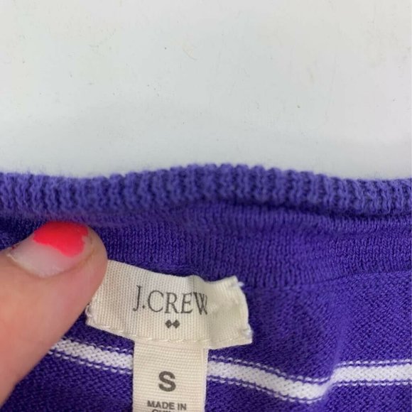 J.Crew Pullover Sweater Purple Striped V Neck Sz S - Picture 3 of 6